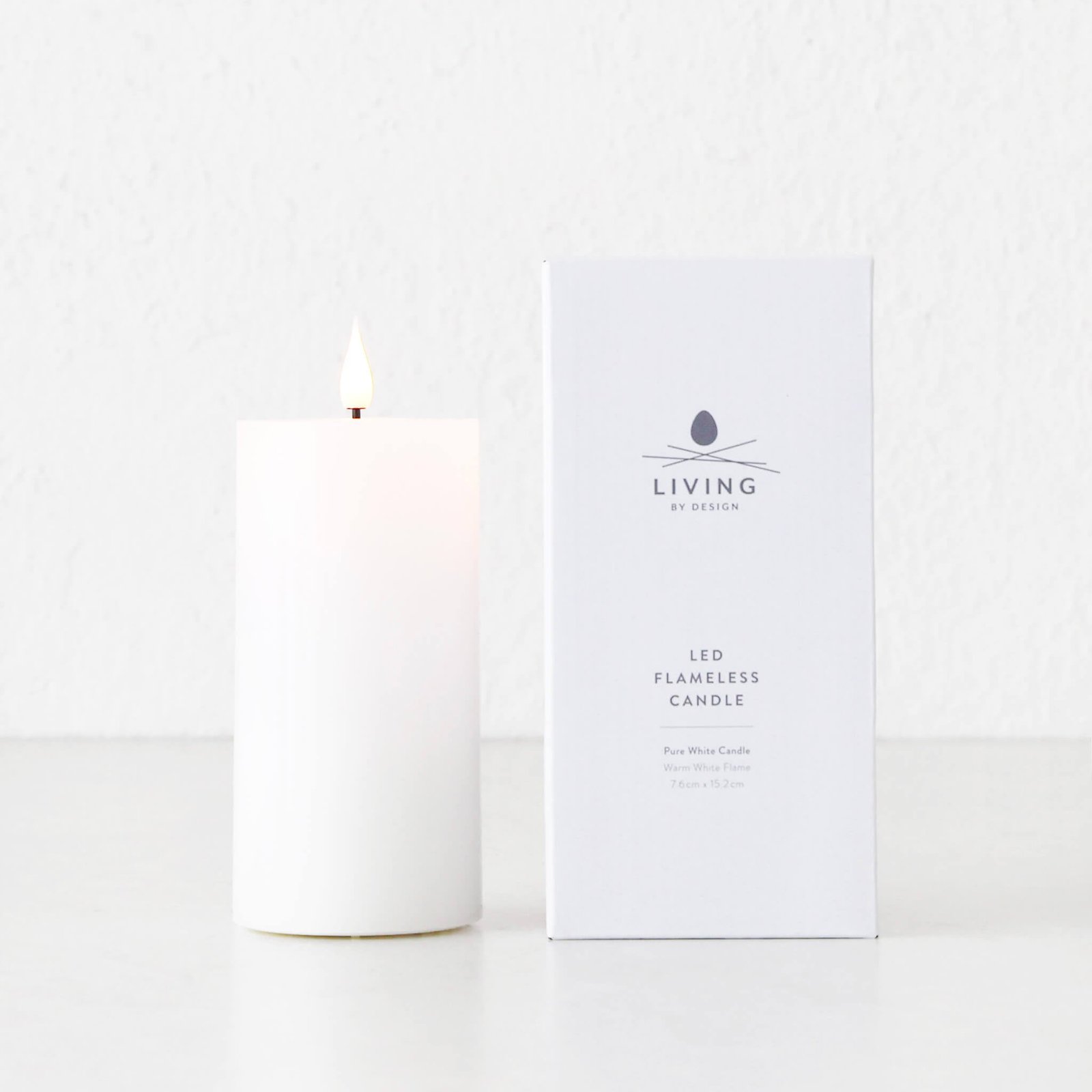 LBD EXCLUSIVE | LED FLAMELESS WAX CANDLE + REMOTE | WHITE | MEDIUM
