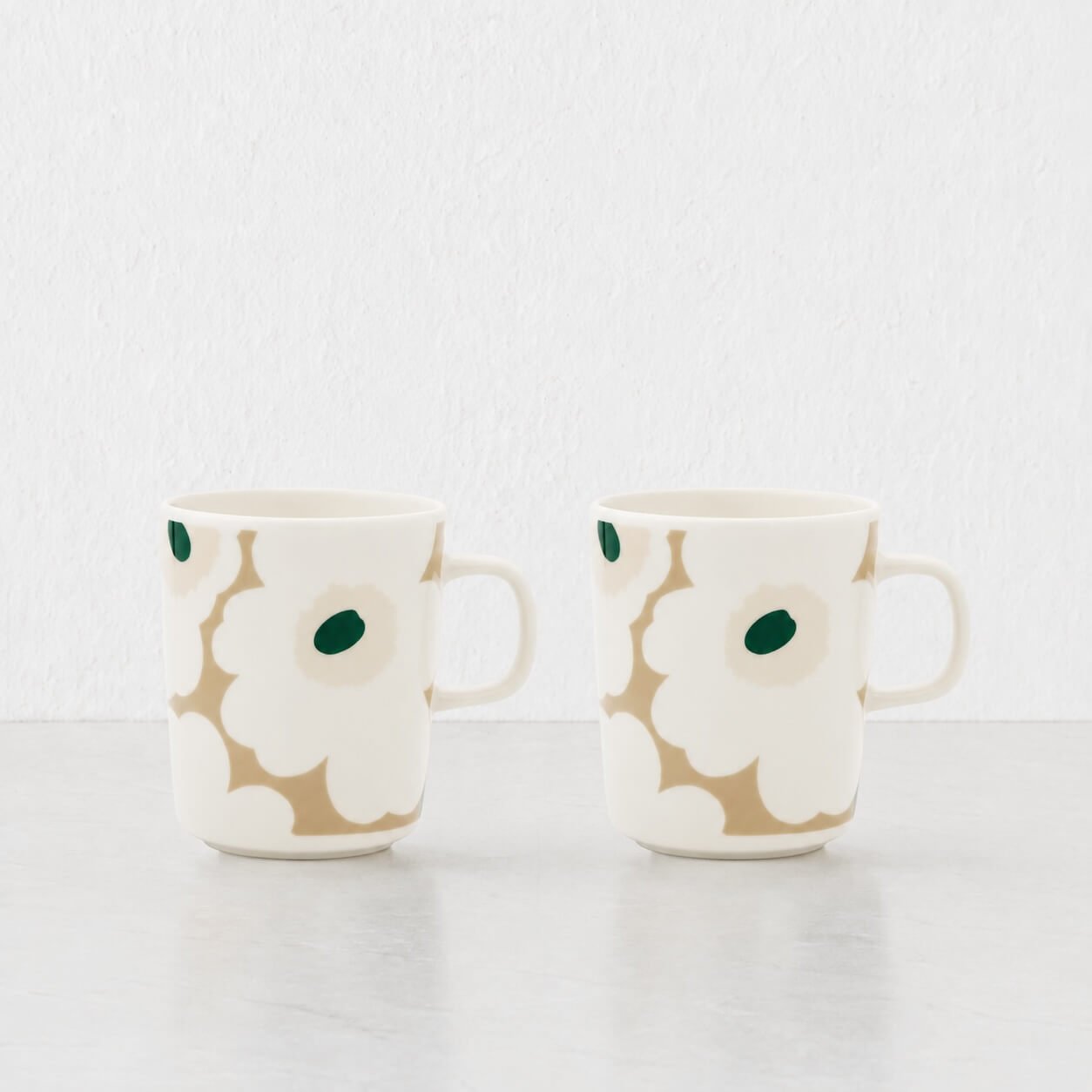 MARIMEKKO | OIVA UNIKKO COFFEE MUG 2.5DL BUNDLE X2 | WHITE + BEIGE + SAND + GREEN