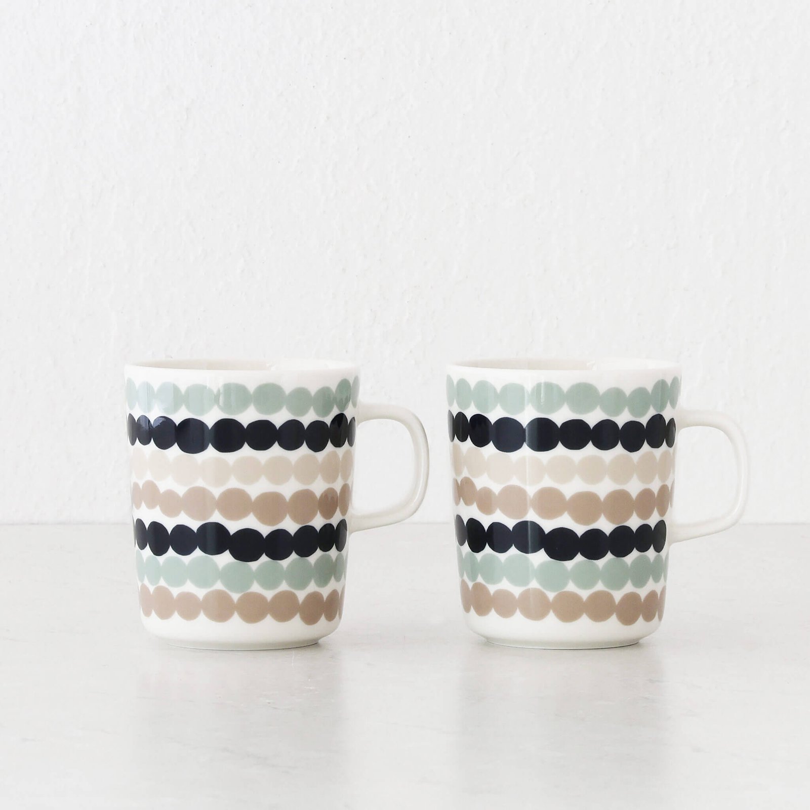 MARIMEKKO | OIVA RASYMATTO COFFEE MUG 2.5DL BUNDLE X2 | SAGE + DEEP NAVY + BEIGE
