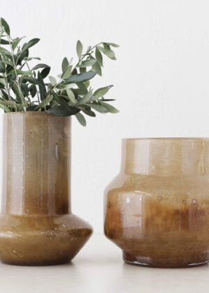 PRALI VASE BUNDLE X2 | MED + TALL | BURNT AMBER GLASS