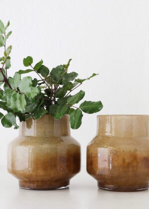 PRALI VASE BUNDLE X2 | MED 22CM | BURNT AMBER GLASS