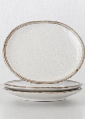 SHIROKARATSU CERAMIC LARGE OVAL PLATE BUNDLES | NATURAL GLAZE | 27CM