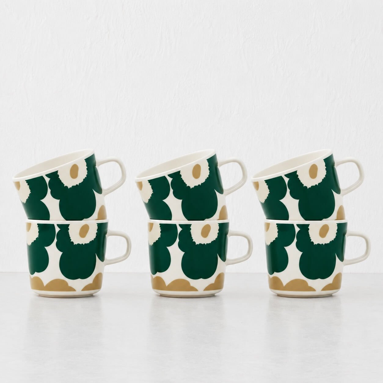 MARIMEKKO | UNIKKO OIVA COFFEE MUG 2DL BUNDLE X6 | WHITE + GREEN + BEIGE + SAND